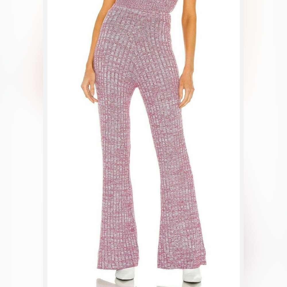 AFRM Pink Marled Sweater Flare High Rise Pants - Size Large‎